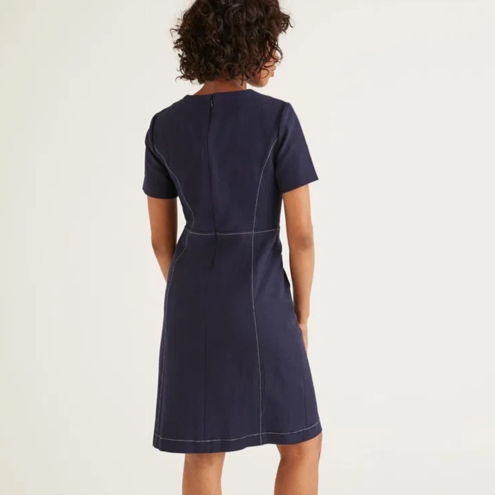 Boden Clara Textured Navy Dress Size 14 Long NWT - Picture 3 of 5
